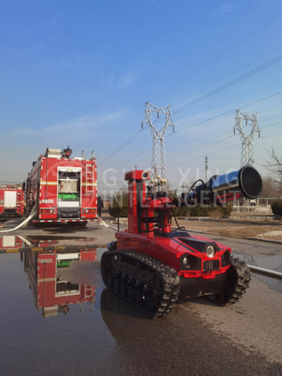 Prueba de robot de reconocimiento de extinción de incendios a prueba de explosiones