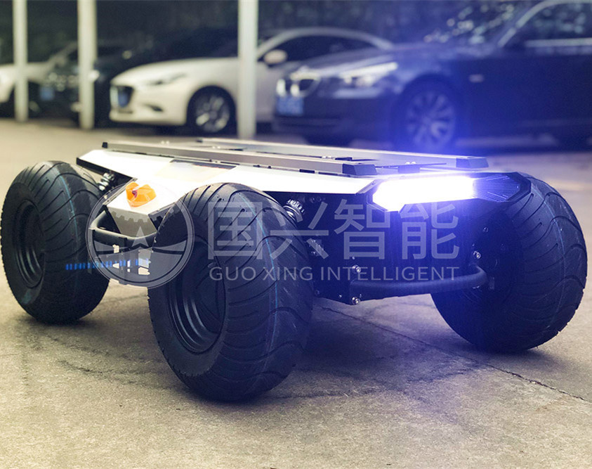Tren de rodaje de plataforma de chasis de robot inteligente de cuatro ruedas SV1000 GuoXing
