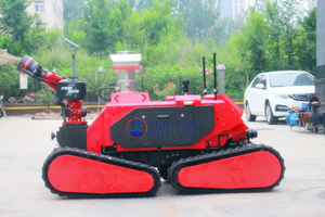 Robot de extinción de incendios UGV con chasis de orugas de goma con control remoto y cámara