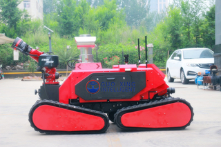 Robot de extinción de incendios UGV con chasis de orugas de goma con control remoto y cámara