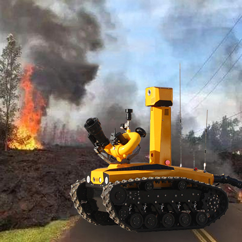 Uso del robot de extinción de incendios con control remoto multifuncional RXR-M80D-13KT para rescate